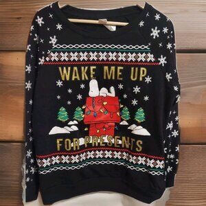 Peanuts Snoopy‎ Light Up Christmas Shirt Womens XL “Wake Me Up For Presents”